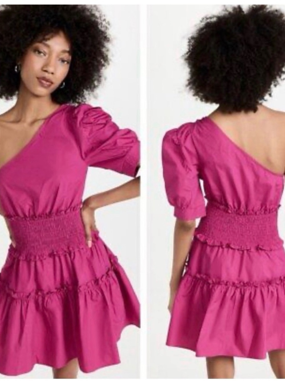 En Saison Pink Ruffled One-Shoulder Sundress 3x